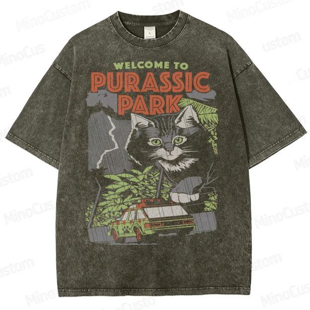 Jurassic Park Giant Cat Washed T-Shirt 