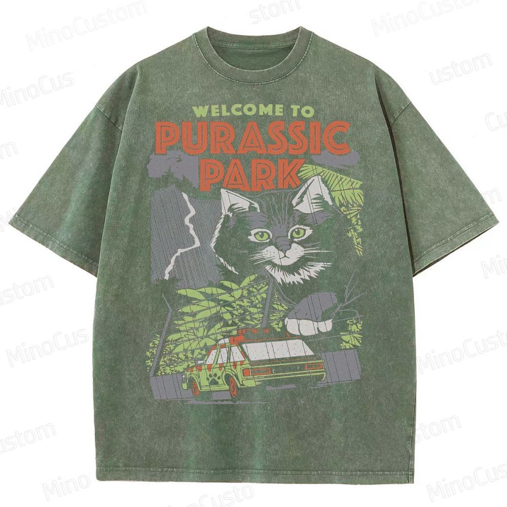 Jurassic Park Giant Cat Washed T-Shirt 