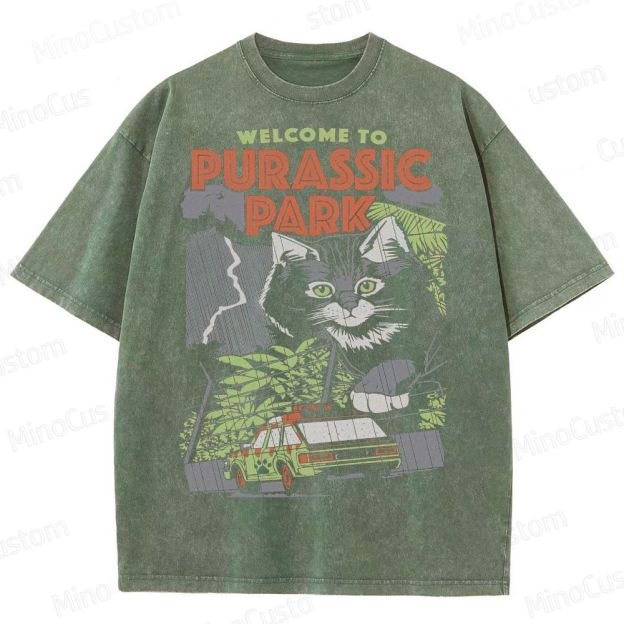 Jurassic Park Giant Cat Washed T-Shirt 