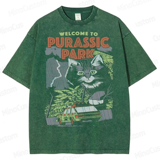 Jurassic Park Giant Cat Washed T-Shirt 