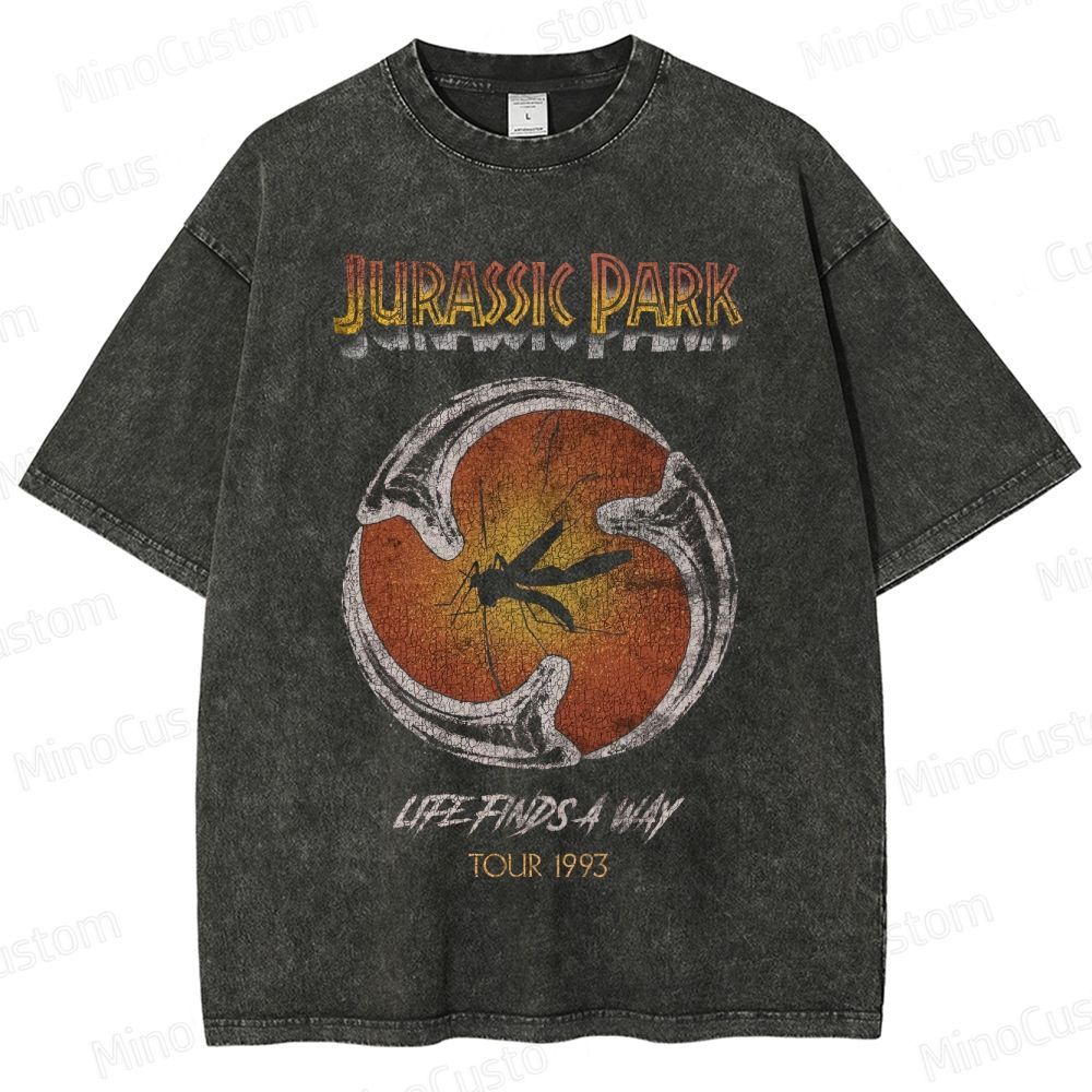 Vintage Washed Jurassic Park "Life Finds a Way" Graphic T-shirt
