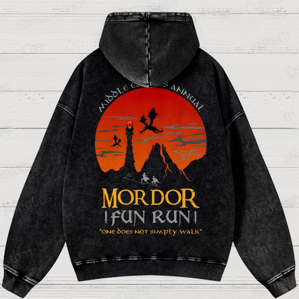 The Lord Of The Rings InspiredMordor Fun Run Washed Hoodies 