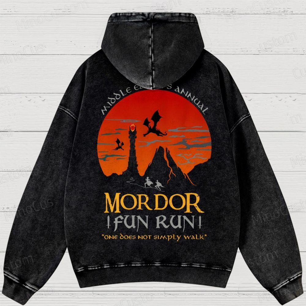 The Lord Of The Rings InspiredMordor Fun Run Washed Hoodies