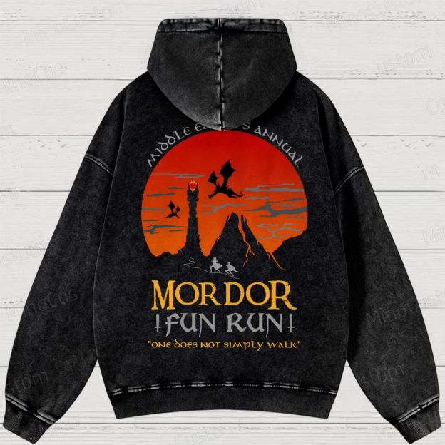 The Lord Of The Rings InspiredMordor Fun Run Washed Hoodies 