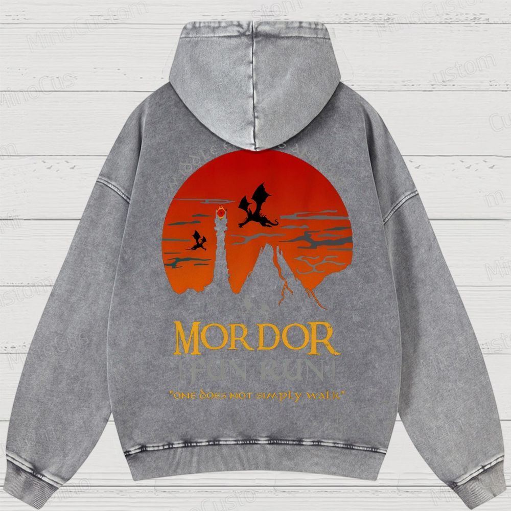 The Lord Of The Rings InspiredMordor Fun Run Washed Hoodies 