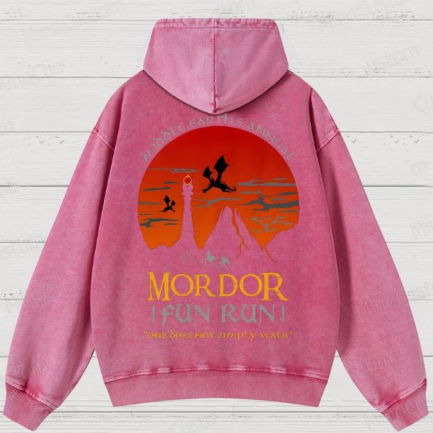 The Lord Of The Rings InspiredMordor Fun Run Washed Hoodies 