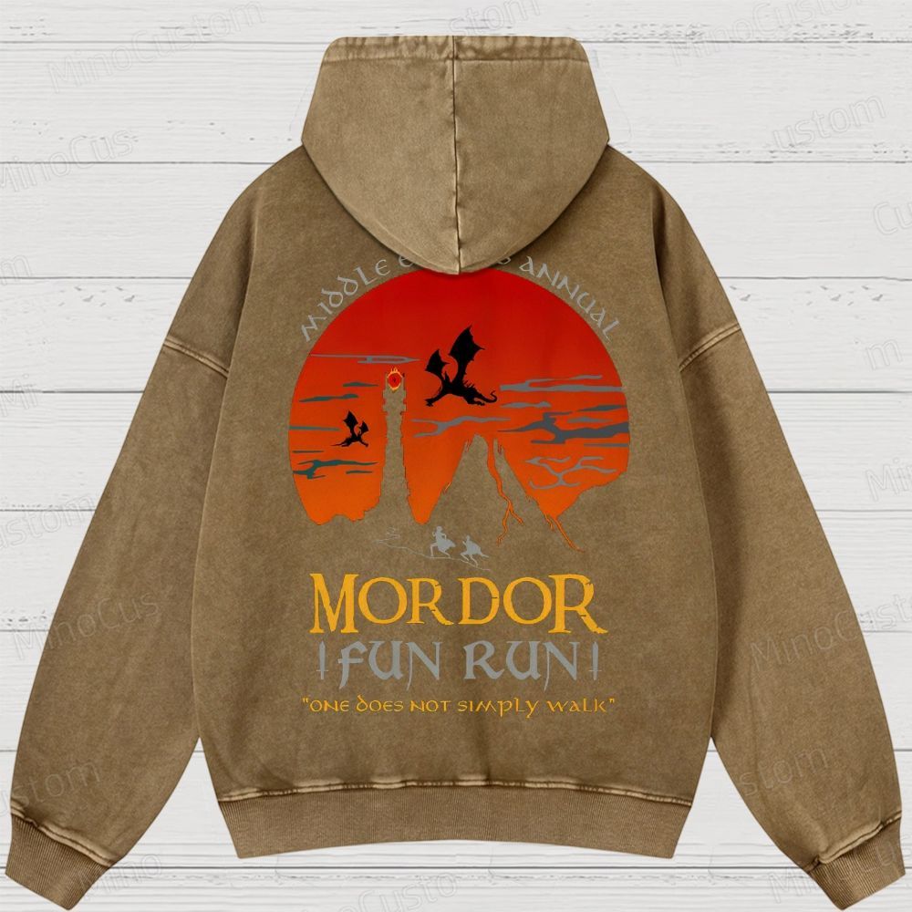 The Lord Of The Rings InspiredMordor Fun Run Washed Hoodies 