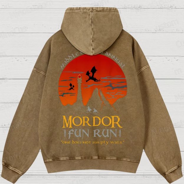 The Lord Of The Rings InspiredMordor Fun Run Washed Hoodies 
