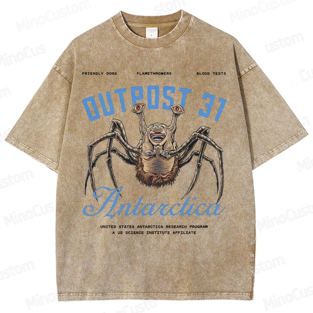 Thing Art Horror Movie Graphic 1982 Monster  Washed T-Shirt