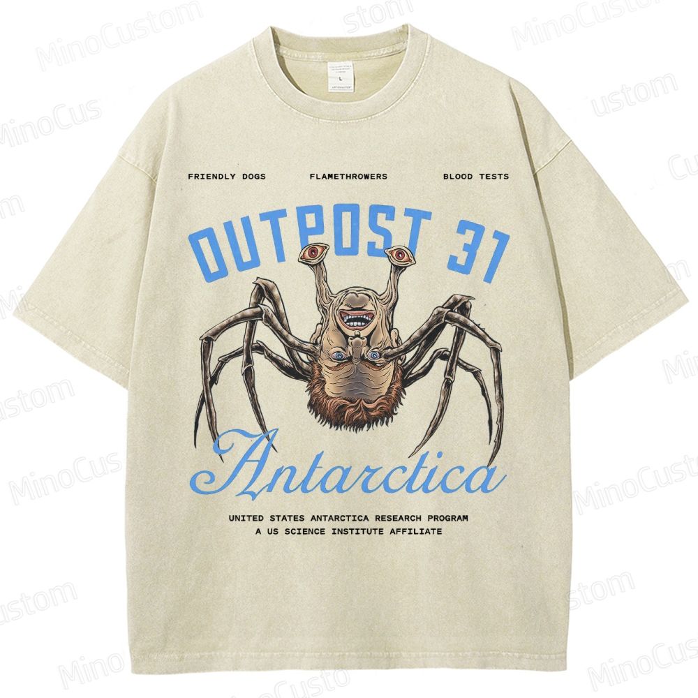 Thing Art Horror Movie Graphic 1982 Monster  Washed T-Shirt