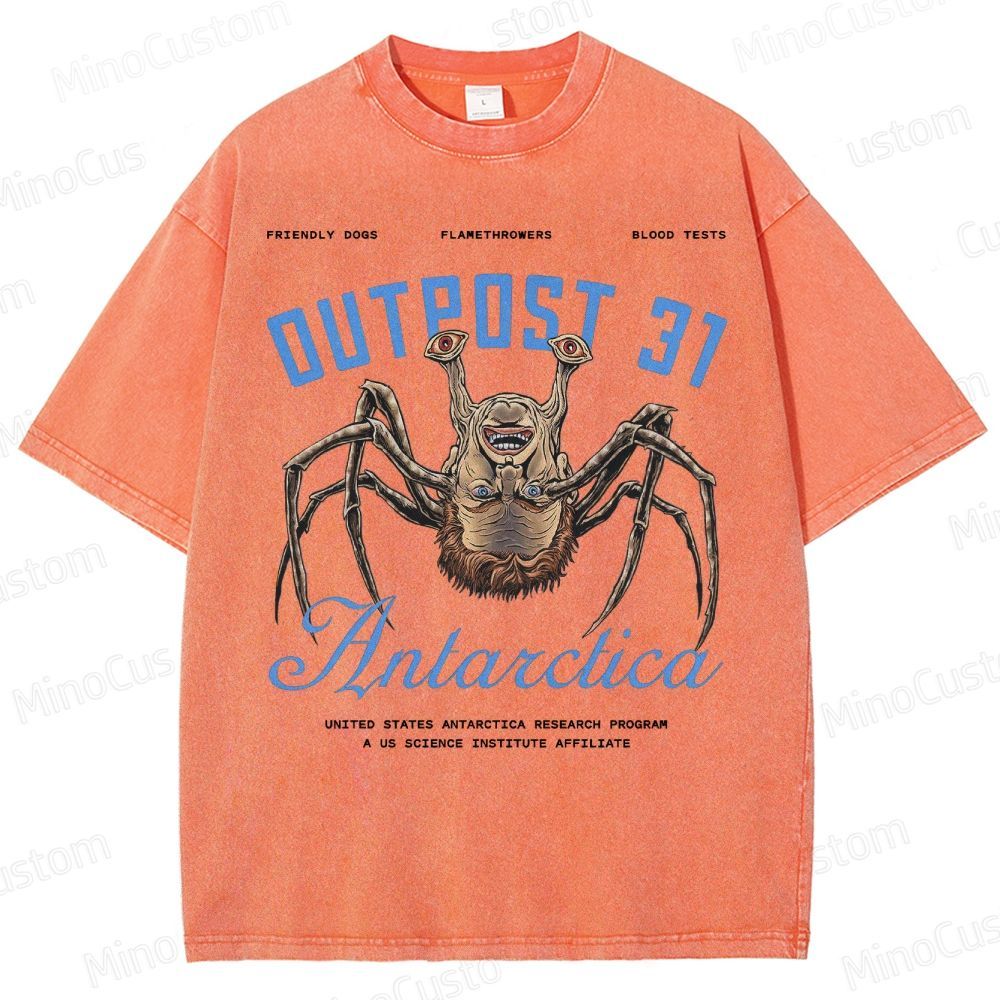 Thing Art Horror Movie Graphic 1982 Monster  Washed T-Shirt