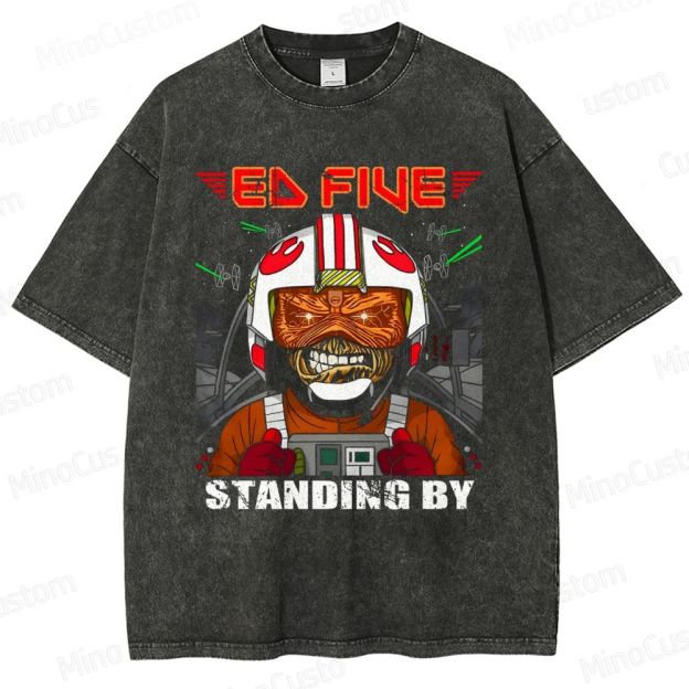 Vintage Washed Star Wars - Inspired "Ed Five Standing By" Pilot Graphic T - shirt