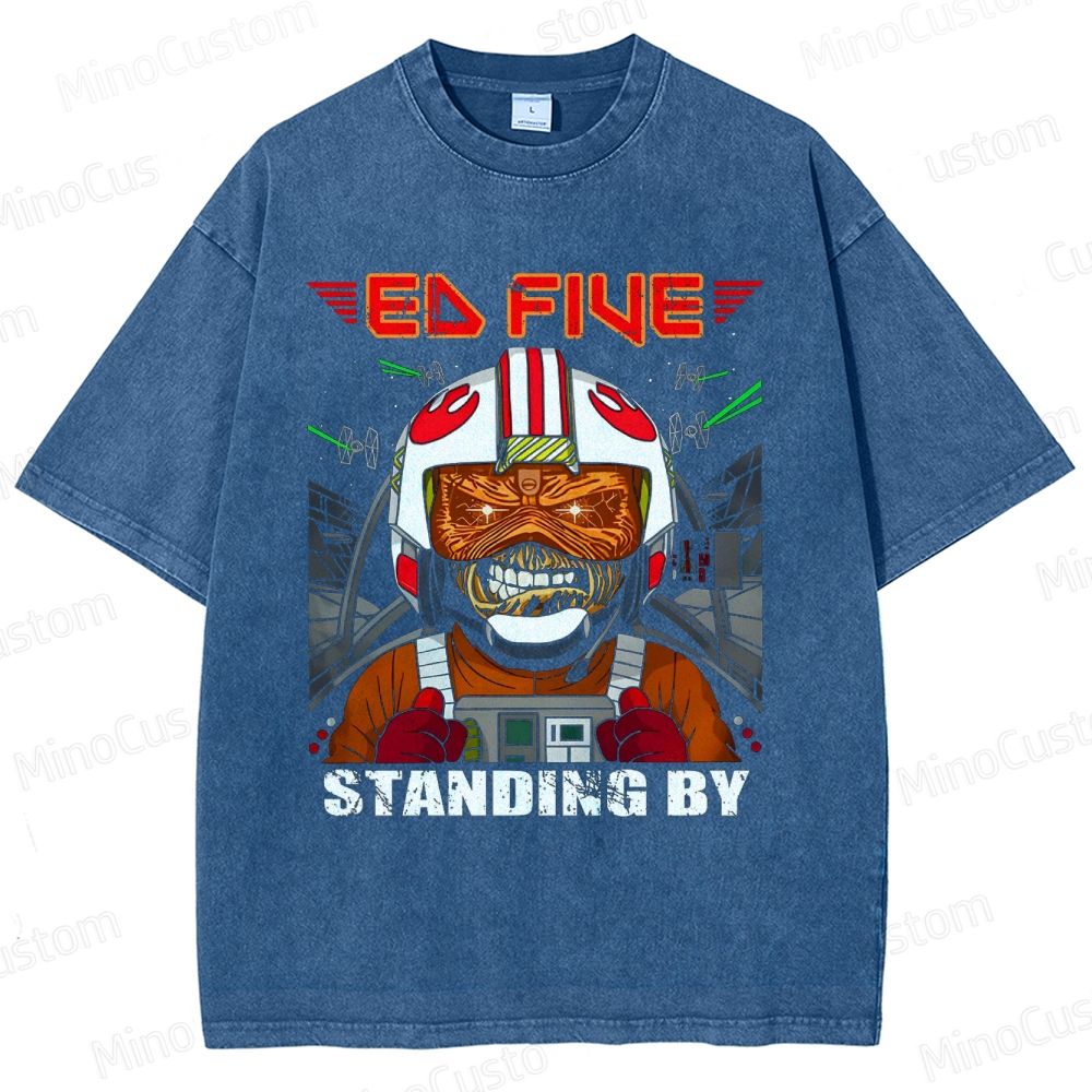 Vintage Washed Star Wars - Inspired "Ed Five Standing By" Pilot Graphic T - shirt