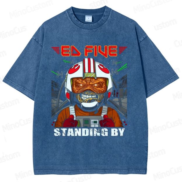 Vintage Washed Star Wars - Inspired "Ed Five Standing By" Pilot Graphic T - shirt