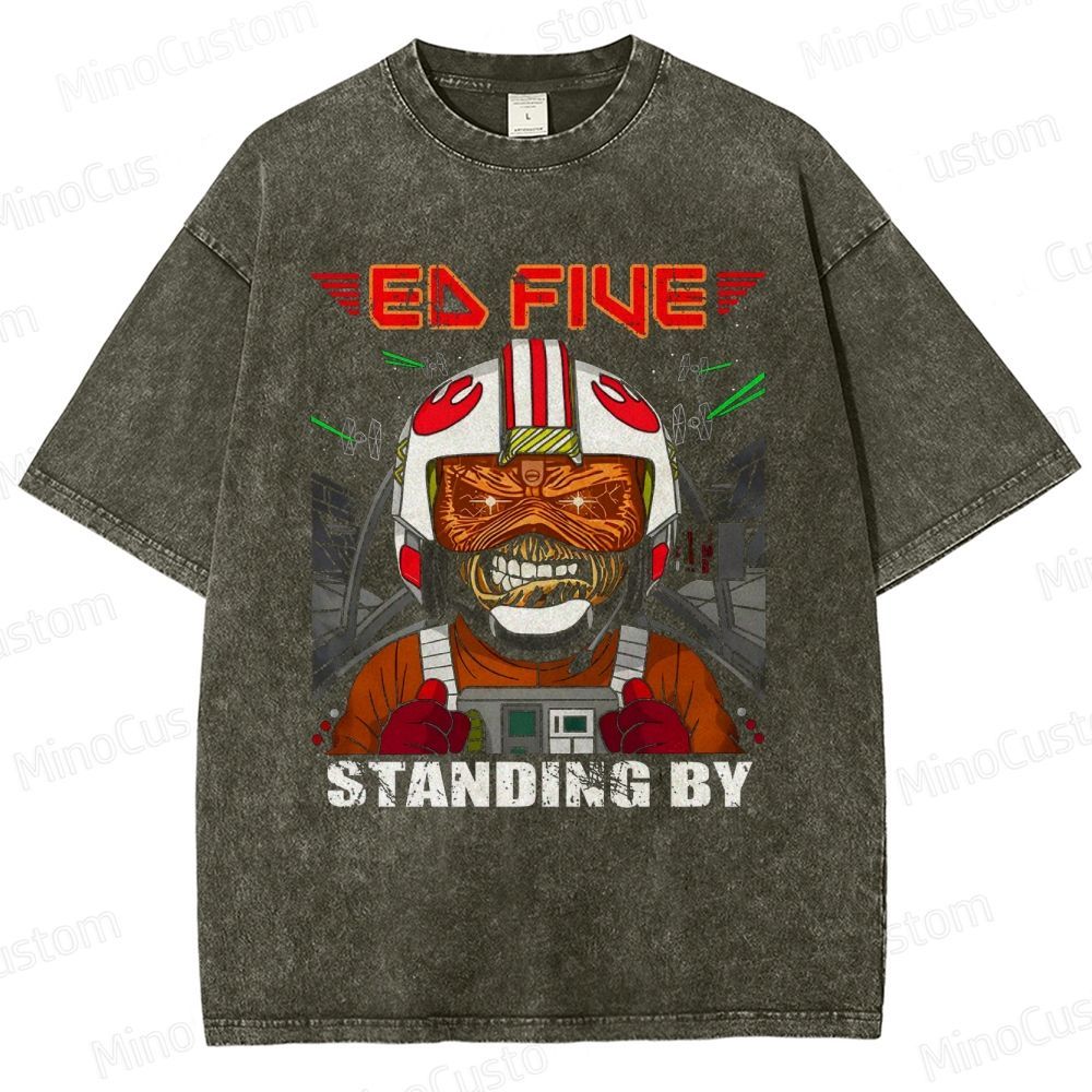 Vintage Washed Star Wars - Inspired "Ed Five Standing By" Pilot Graphic T - shirt