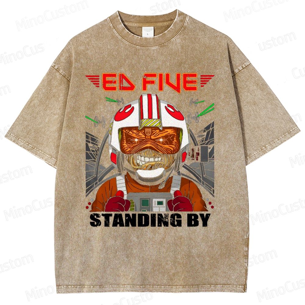 Vintage Washed Star Wars - Inspired "Ed Five Standing By" Pilot Graphic T - shirt