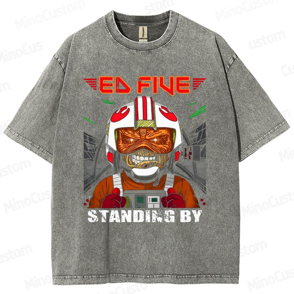 Vintage Washed Star Wars - Inspired "Ed Five Standing By" Pilot Graphic T - shirt