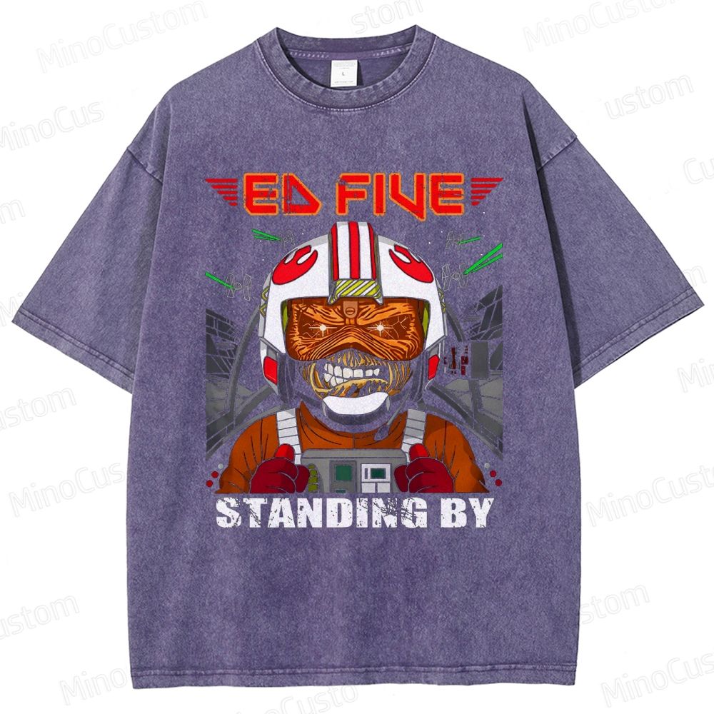 Vintage Washed Star Wars - Inspired "Ed Five Standing By" Pilot Graphic T - shirt