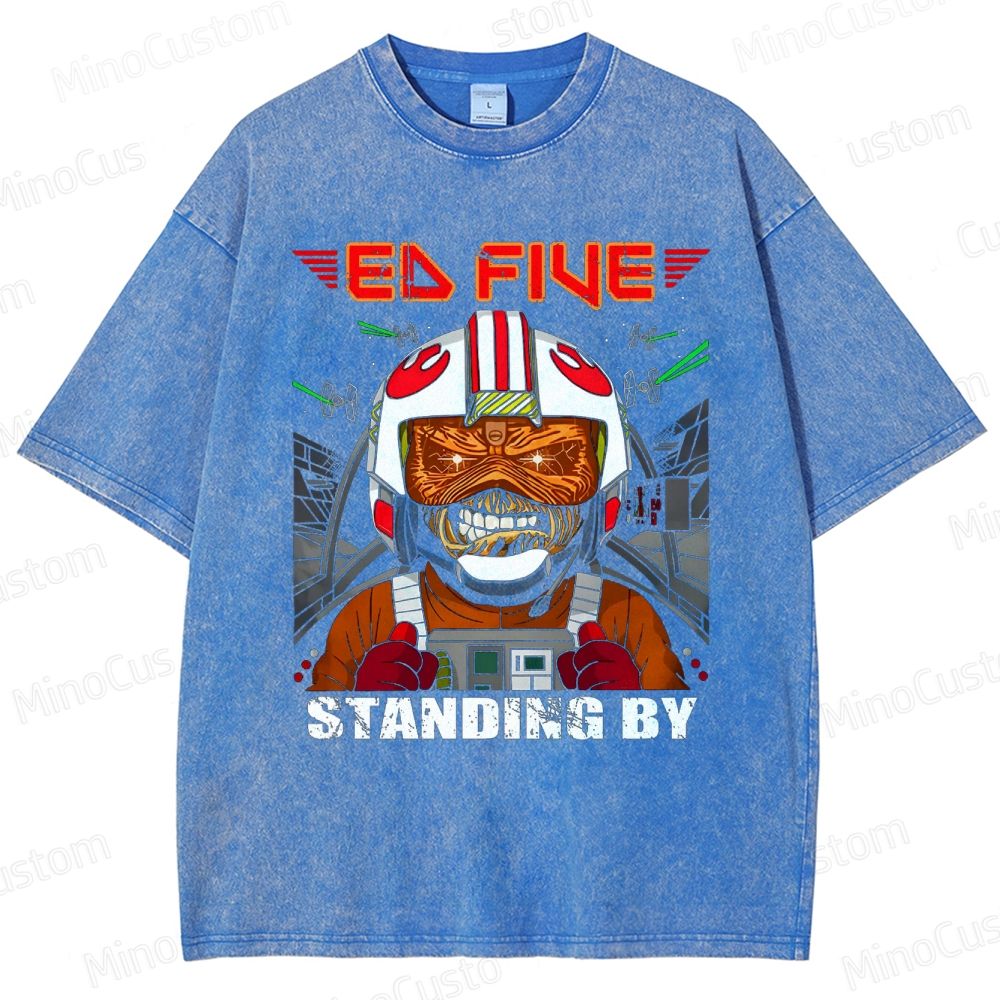 Vintage Washed Star Wars - Inspired "Ed Five Standing By" Pilot Graphic T - shirt