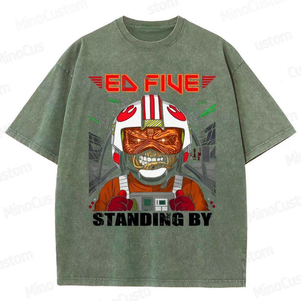 Vintage Washed Star Wars - Inspired "Ed Five Standing By" Pilot Graphic T - shirt