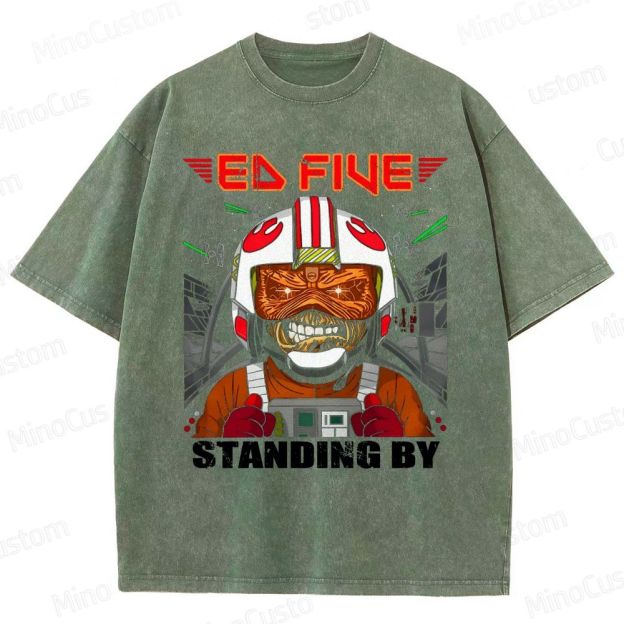 Vintage Washed Star Wars - Inspired "Ed Five Standing By" Pilot Graphic T - shirt
