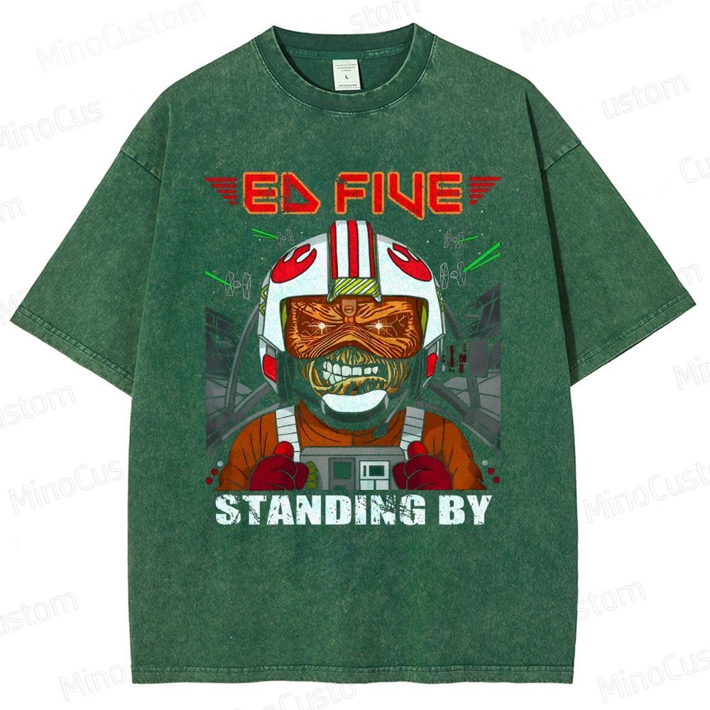 Vintage Washed Star Wars - Inspired "Ed Five Standing By" Pilot Graphic T - shirt