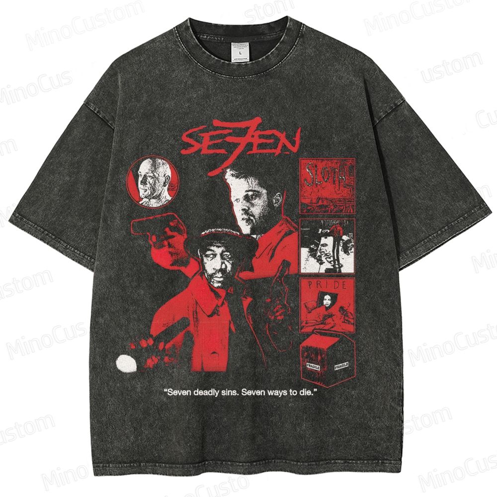 Vintage Washed Se7en Graphic T - shirt