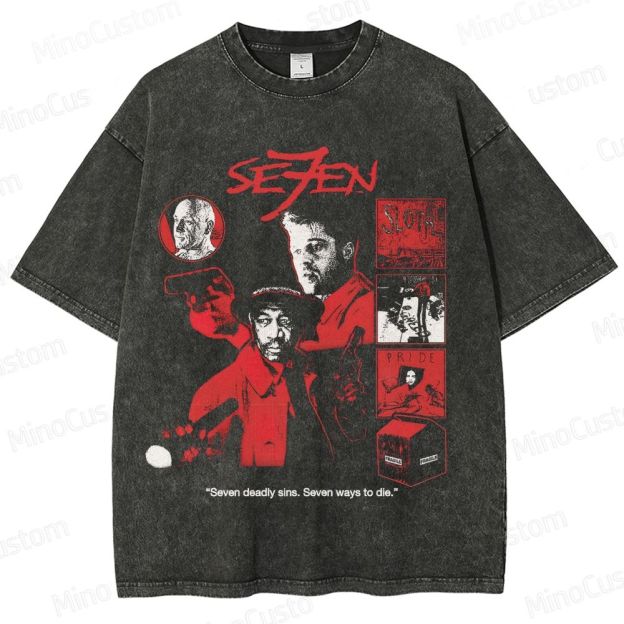 Vintage Washed Se7en Graphic T - shirt