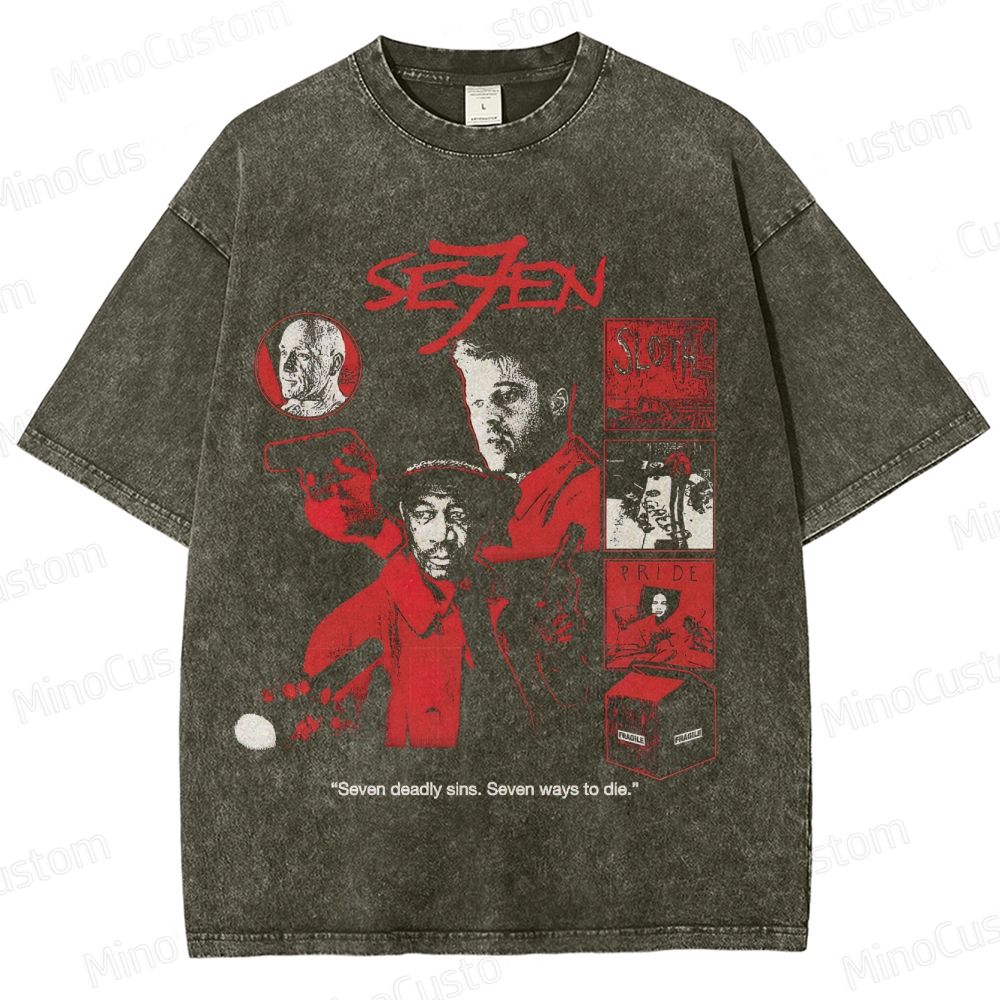 Vintage Washed Se7en Graphic T - shirt