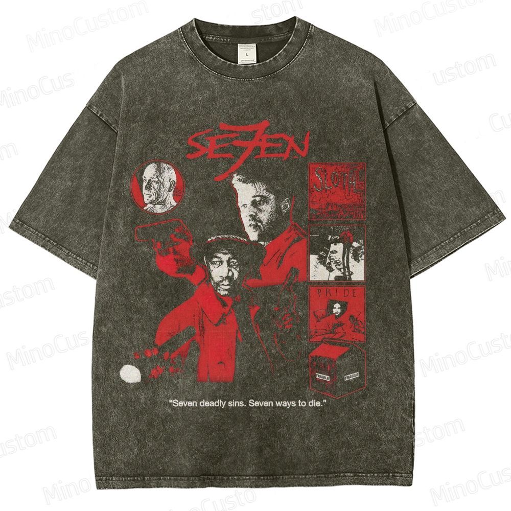 Vintage Washed Se7en Graphic T - shirt