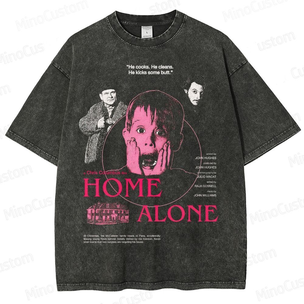 Vintage Washed Home Alone Graphic T - shirt