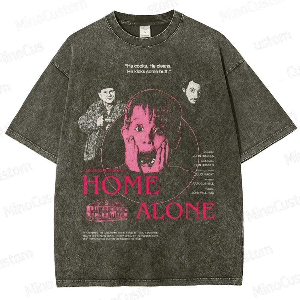 Vintage Washed Home Alone Graphic T - shirt