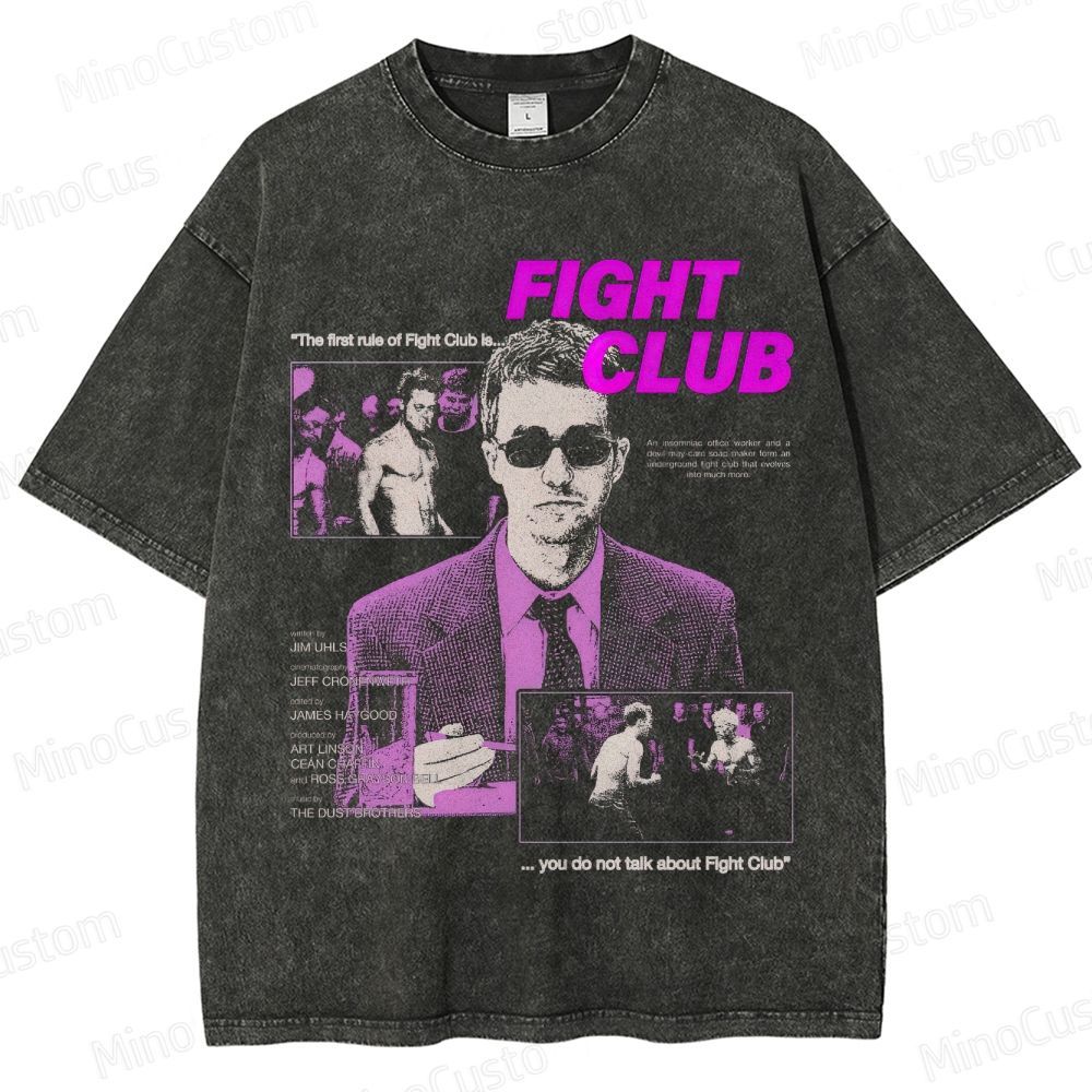 Vintage Washed Fight Club Graphic T - shirt
