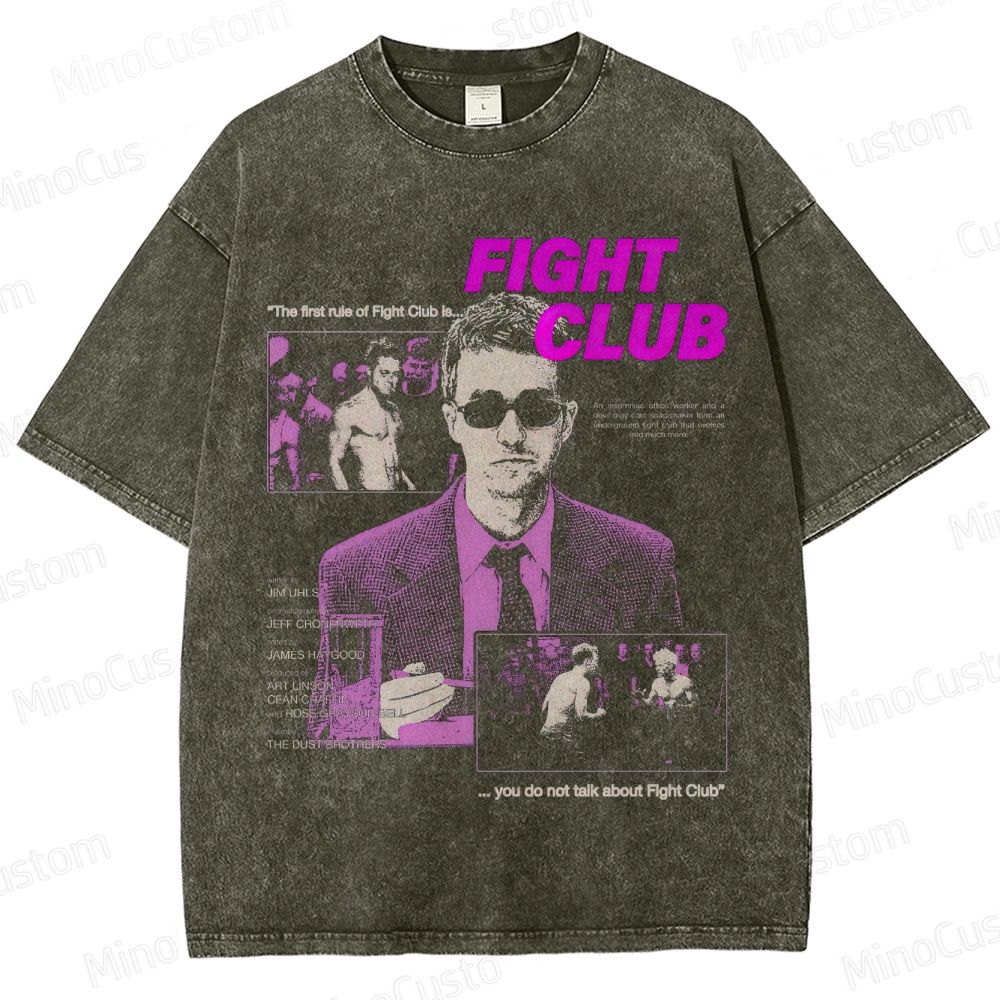 Vintage Washed Fight Club Graphic T - shirt