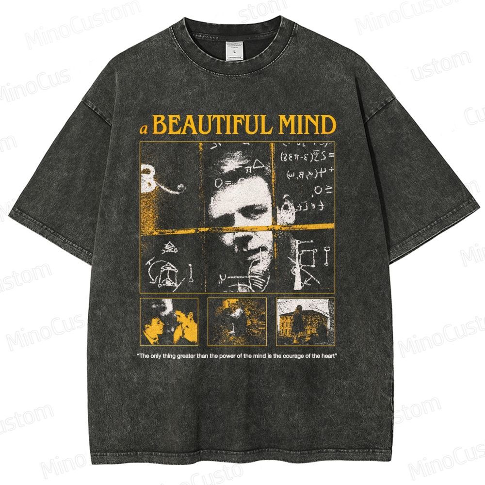 Vintage Washed A Beautiful Mind Graphic T - shirt