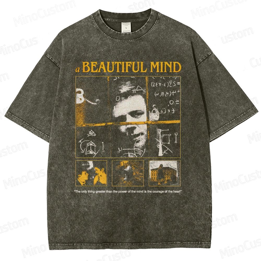 Vintage Washed A Beautiful Mind Graphic T - shirt