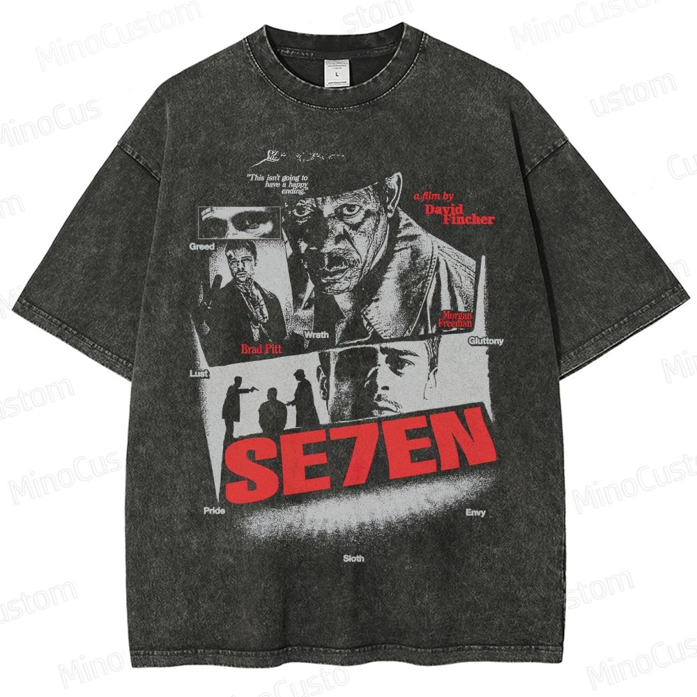 Vintage Washed Se7en Graphic T - shirt