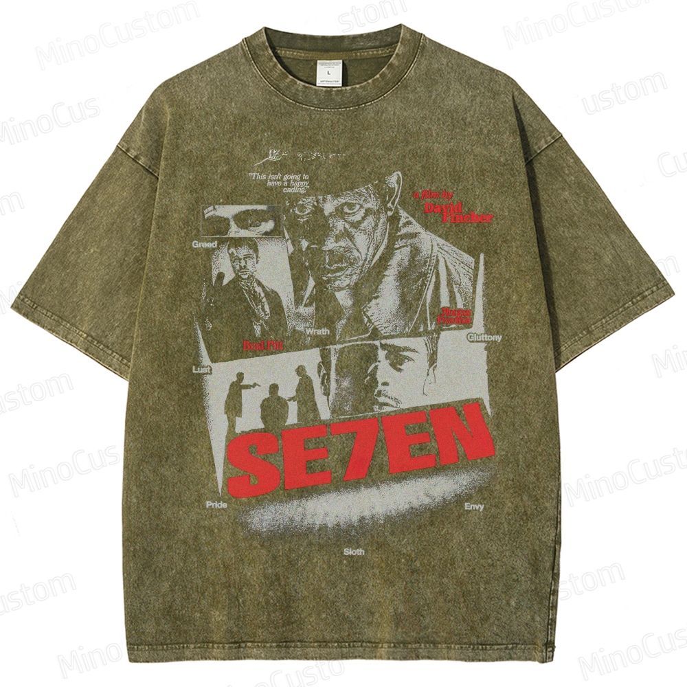 Vintage Washed Se7en Graphic T - shirt
