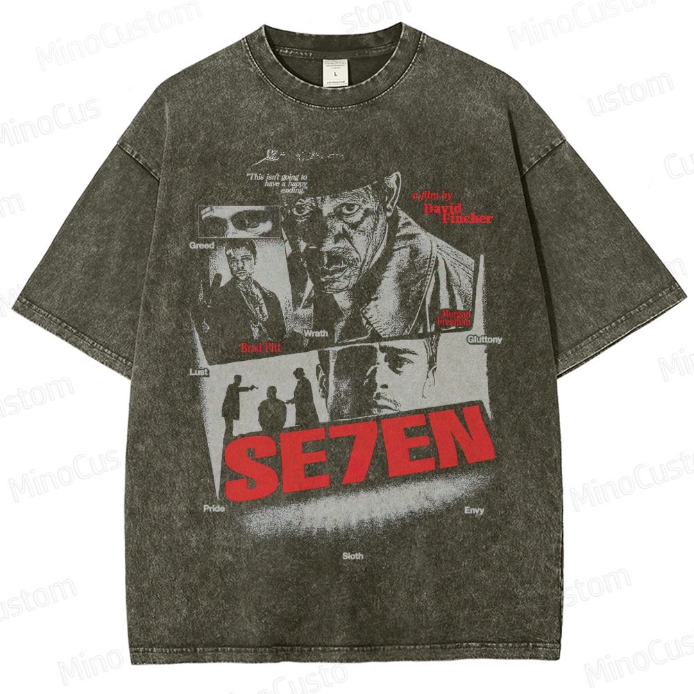 Vintage Washed Se7en Graphic T - shirt