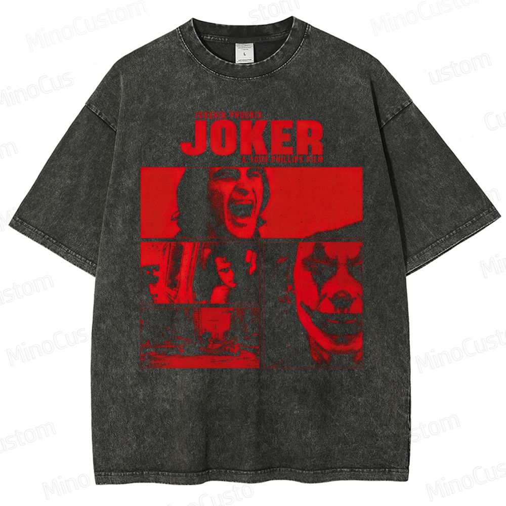 Vintage Washed Joker Graphic T - shirt