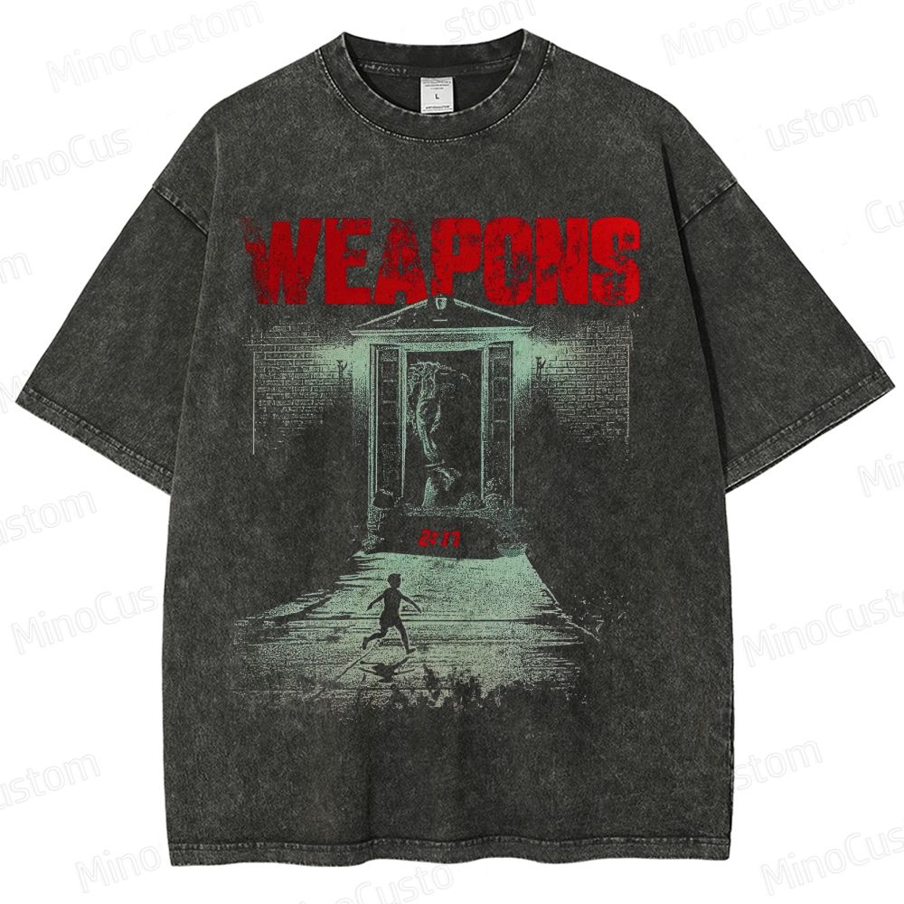 Vintage Washed Weapons Graphic Thriller T - shirt