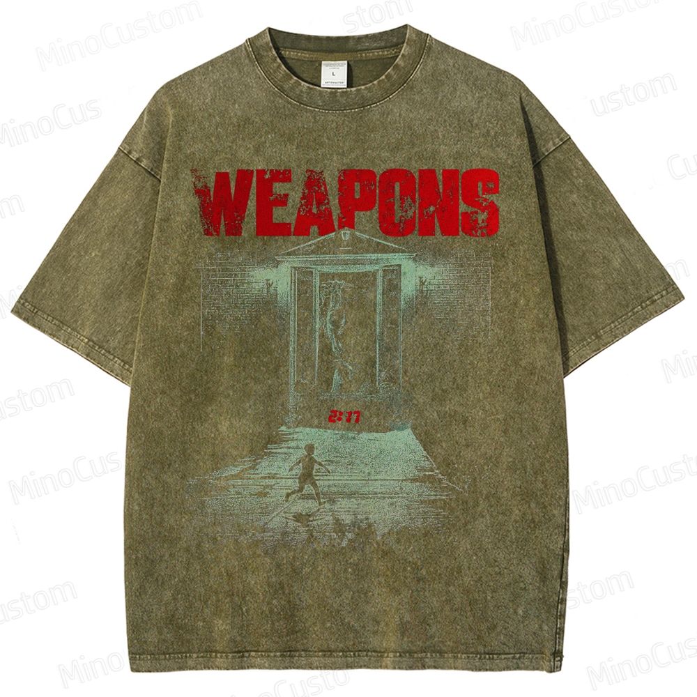 Vintage Washed Weapons Graphic Thriller T - shirt