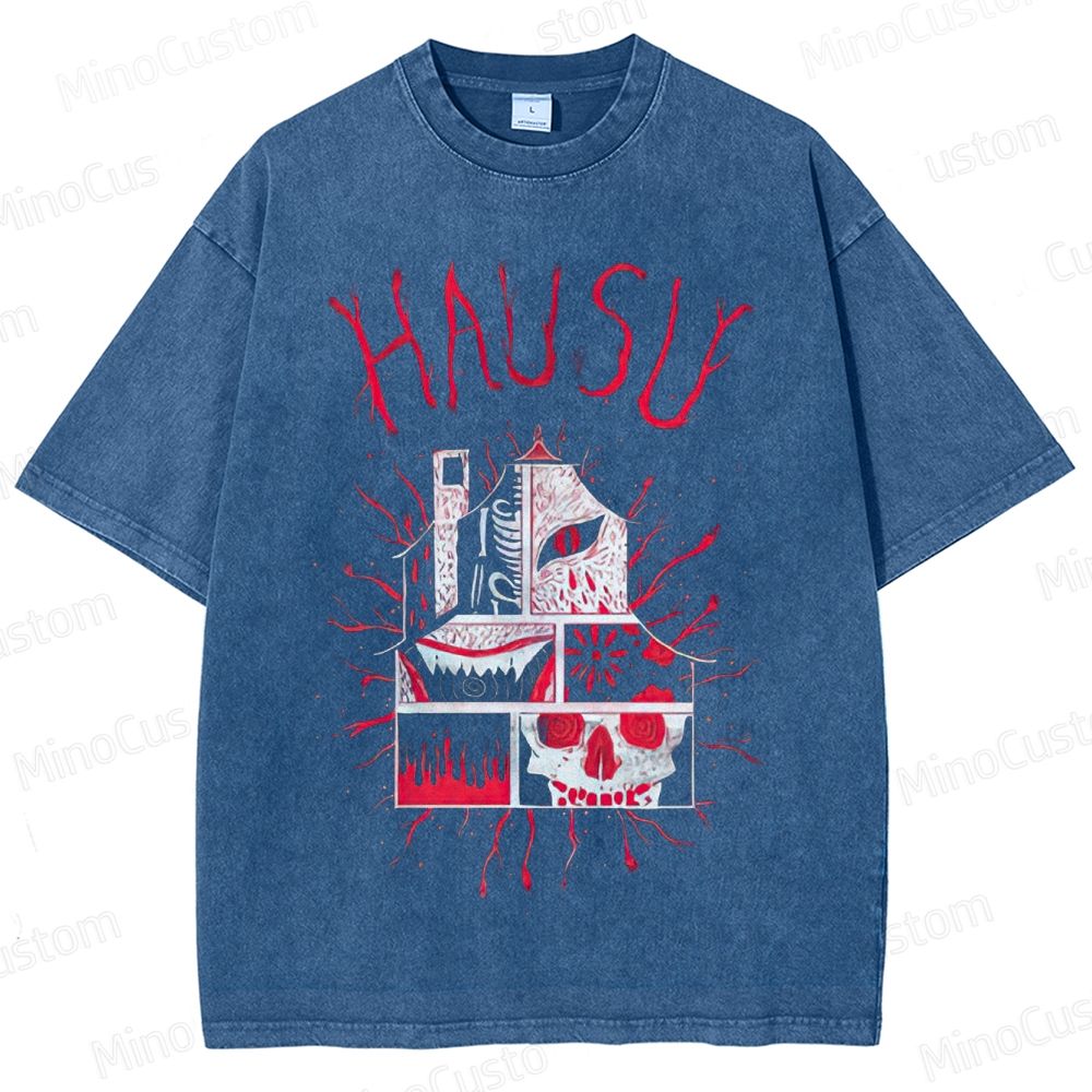 Vintage Washed Hausu Graphic Horror T - shirt