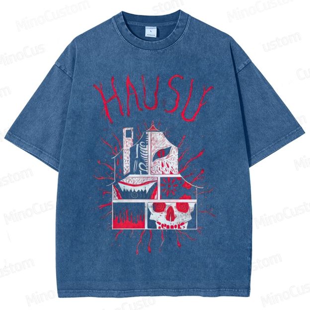 Vintage Washed Hausu Graphic Horror T - shirt