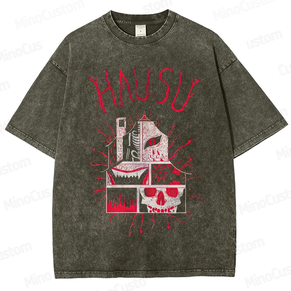 Vintage Washed Hausu Graphic Horror T - shirt