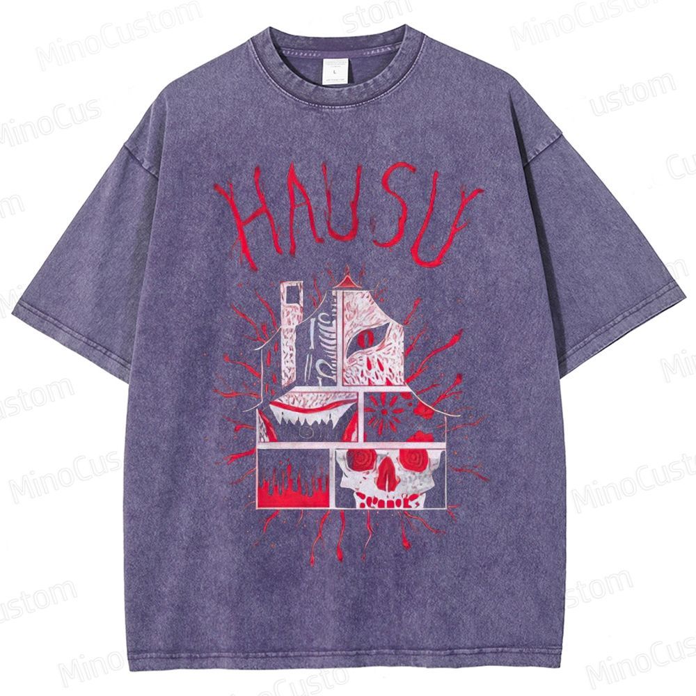 Vintage Washed Hausu Graphic Horror T - shirt