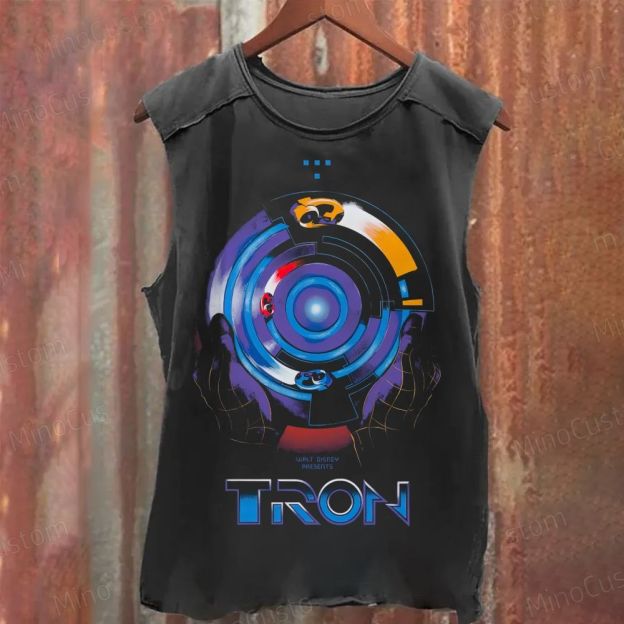 Vintage Washed Tron Graphic Sci - Fi Tank Top