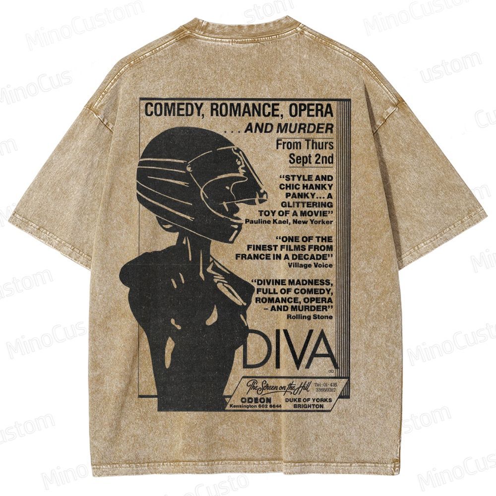 Vintage Washed Diva Graphic Drama T - shirt