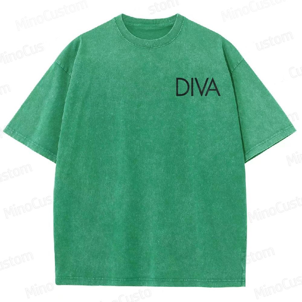 Vintage Washed Diva Graphic Drama T - shirt