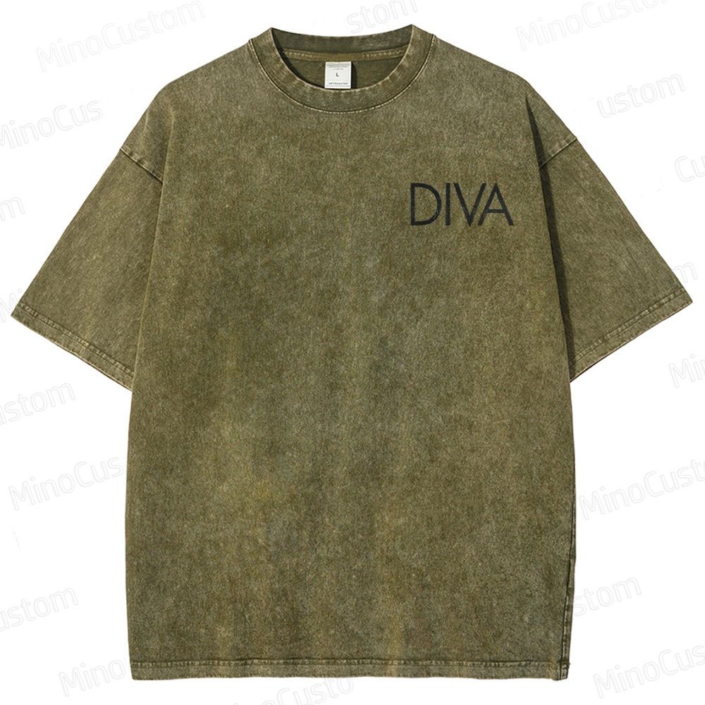 Vintage Washed Diva Graphic Drama T - shirt